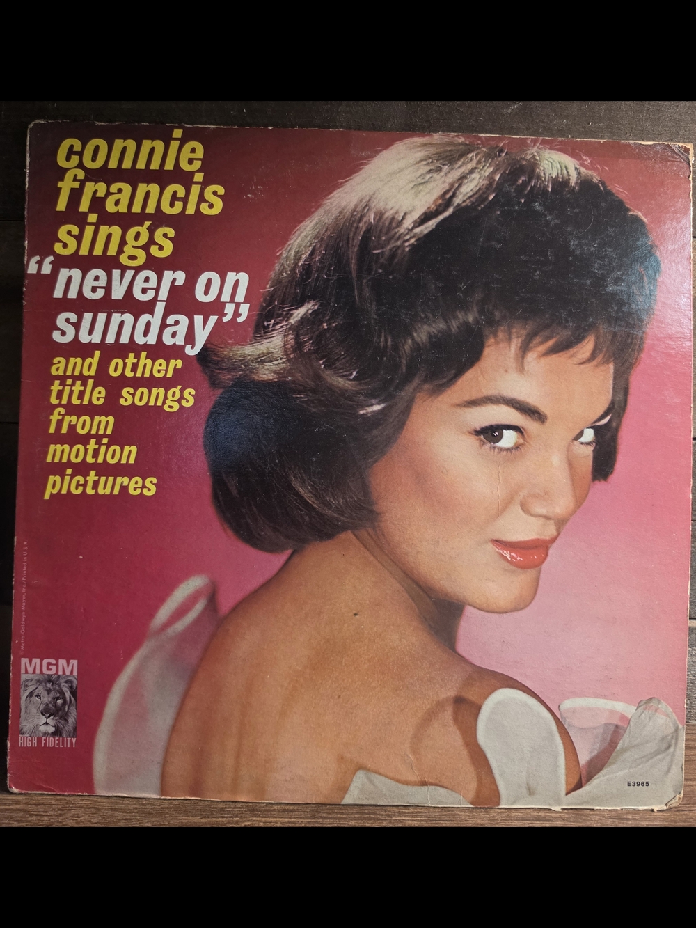 Connie Francis 'Never on Sunday' Vinyl Album - Pink Cover